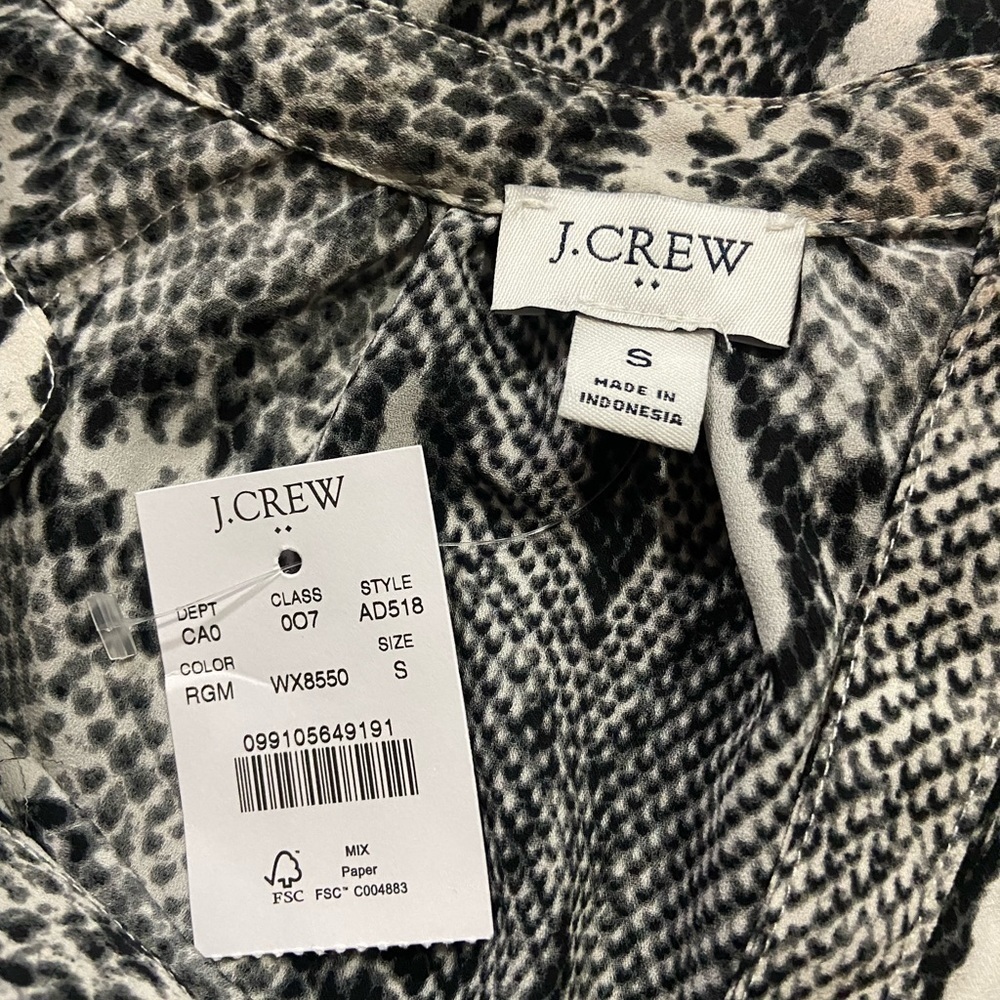 NWT J. Crew Snakeskin Button Up Blouse - Picture 10 of 11